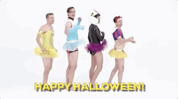 Happy Halloween Funny Guys Wearing Princess Costumes GIF