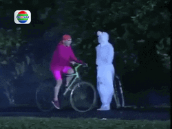 Happy Halloween Funny Human Ghost Chasing Biker GIF