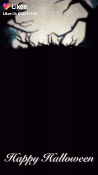 Happy Halloween Greeting With Full Moon And Trees GIF