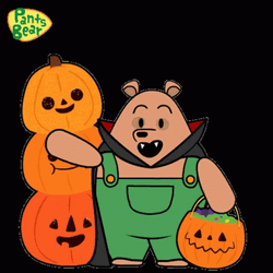 Happy Halloween Pants Bear Waving GIF