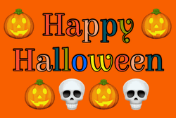 Happy Halloween Pumpkin And Skeleton Moving Art GIF