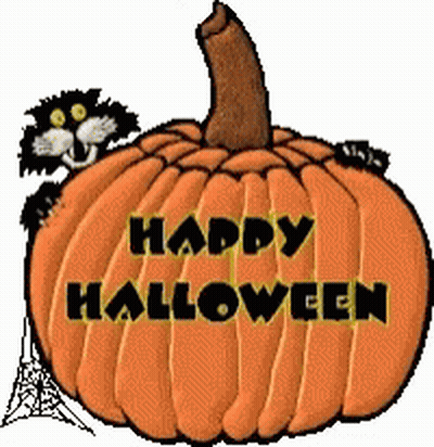 Happy Halloween Pumpkin With Black Cat GIF