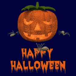 Happy Halloween Pumpkin With Spiders GIF