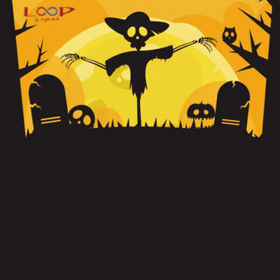 Happy Halloween Scarecrow Pumpkins Poster GIF