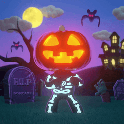 Happy Halloween Skeleton Jack O'Lantern Dancing GIF