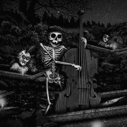 Happy Halloween Skeleton Playing Bass Guitar GIF