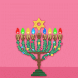 Happy Hanukkah Christmas Lights Menorah GIF