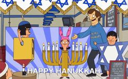 Happy Hanukkah Dreidel Menorah Bob's Burgers GIF