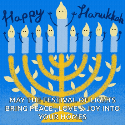 Happy Hanukkah Greeting Card With Menorah GIF