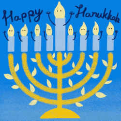 Happy Hanukkah Jewish Holiday Waving Candles GIF