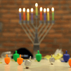 Happy Hanukkah Menorah Dreidel Gelt GIF