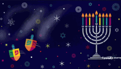 Happy Hanukkah Menorah Dreidel Greeting GIF