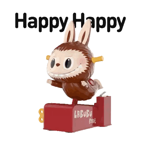 Happy Happy Bunny On A Ride Sticker