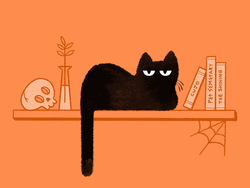 Happy Happy Happy Black Cat Yawning GIF