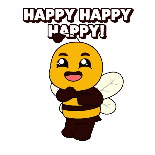 Happy Happy Happy Cartoon Bee Sticker