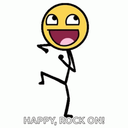 Happy Happy Joy Joy Smiley Stickman Rock On GIF