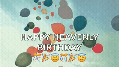 Happy Heavenly Birthday Balloons In Sky GIF
