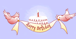 Happy Heavenly Birthday Birds Holding Birthday Banner GIF