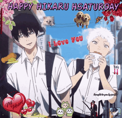 Happy Hikaru Saturday Greeting Card With Anime Characters GIF