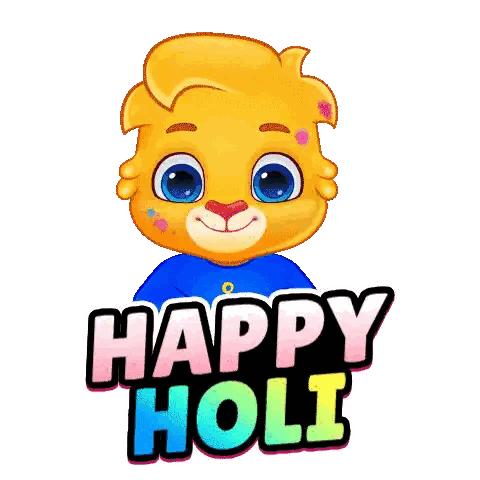 Happy Holi Cartoon Character Sticker