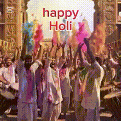 Happy Holi Poster Behind Them GIF