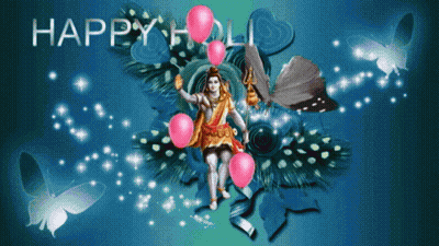 Happy Holi Shiva And Butterflies GIF