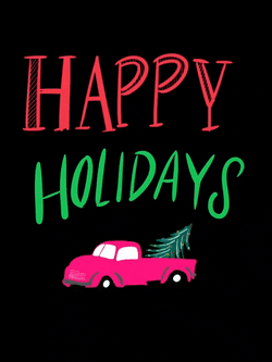 Happy Holiday Car Carrying Christmas Tree GIF