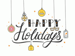 Happy Holiday With Hanging Stuff GIF