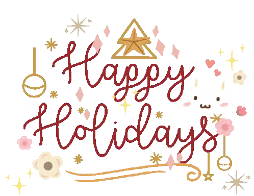 Happy Holidays Greeting Card With Flowers And Stars Sticker