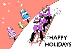 Happy Holidays Meme Group Skiing GIF