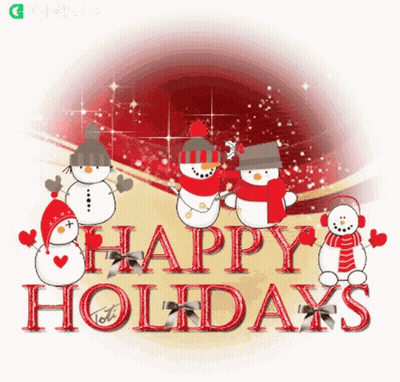 Happy Holidays Snowmen Christmas Card GIF