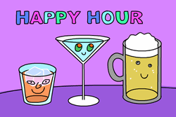 Happy Hour Cartoon Drinks