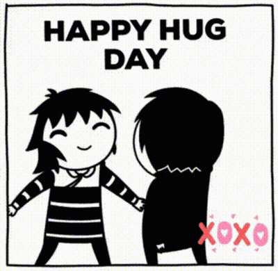 Happy Hug Day Cartoon Two People Hugging GIF