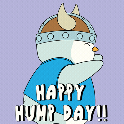 Happy Hump Day Penguin Wearing Viking Hat GIF