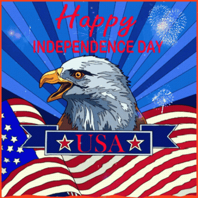 Happy Independence Day Bald Eagle Fireworks GIF
