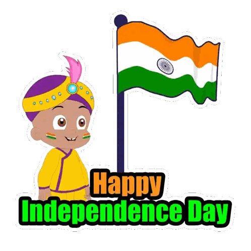 Happy Independence Day Boy Saluting Flag Sticker