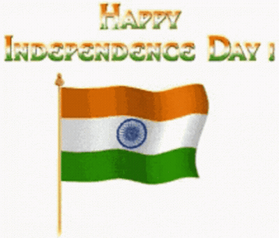 Happy Independence Day Flag On Stick GIF