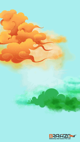 Happy Independence Day Poster With Wheel And Clouds GIF