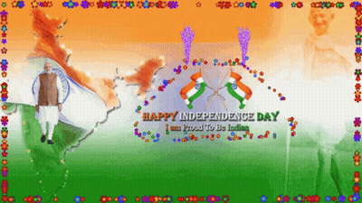 Happy Independence Day Proud To Be Indian Man In Front Of Map GIF