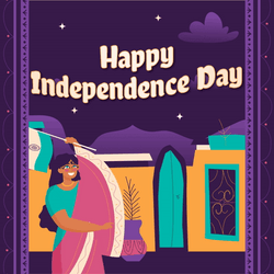 Happy Independence Day Woman Waving Flag Animation  GIF