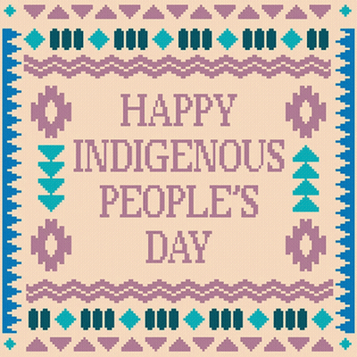 Happy Indigenous People 'S Day Is Written In Blue On A Pink Background GIF