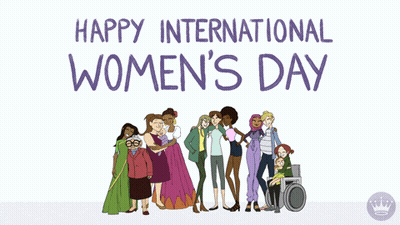 Happy International Women's Day Greeting Card With Group Of Women GIF
