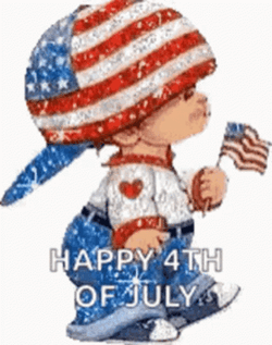 Happy July Baby Holds Flag GIF