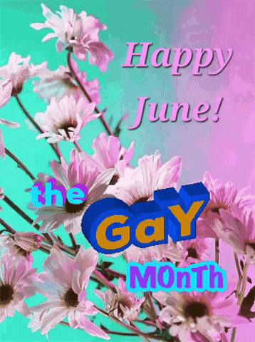 Happy June Greeting Card With Pink Flowers GIF