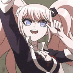 Happy Junko Enoshima Pointing GIF