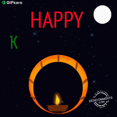 Happy Karva Chauth Greeting Card With Lit Candle