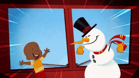 Happy Kid And Frosty The Snowman  GIF