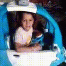 Happy Kid Blue Toy Car Crash GIF