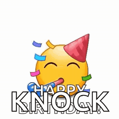 Happy Knock Day Smiley Wearing Party Hat GIF