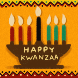Happy Kwanzaa Burning Candles Mobile Art GIF